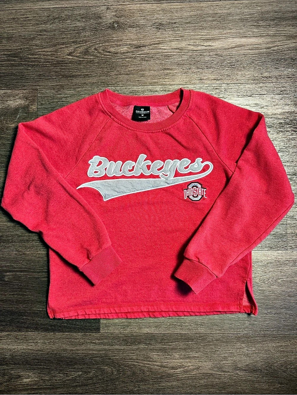 Colosseum Ohio State Buckeyes Red Gray Crewneck Sweatshirt Size Medium Womens